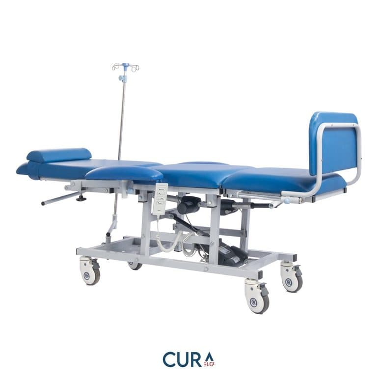 Three-Function Hemodialysis Chair MLH-06, rear three-quarter view, footrest extended